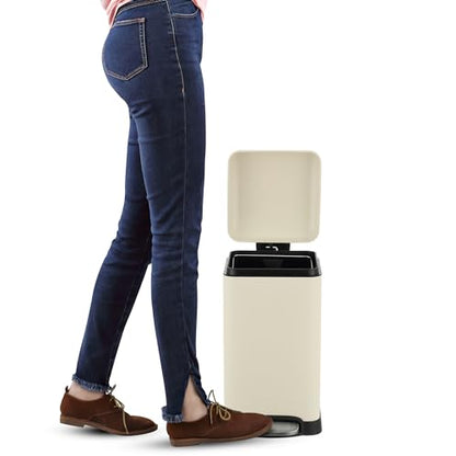 happimess Betty Retro Mini 3.2 Gal Step Trash Can, Limestone Beige - color: Limestone Beige