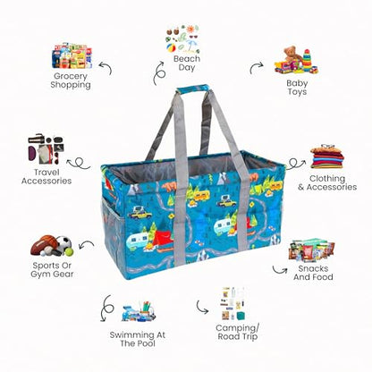 Extra Large Utility Tote Bag - Oversized Collapsible Beach Bag - Camping - color: Camping