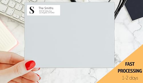 Personalized Return Address Labels, Monogram Initial Design, White, Self-Adhesive (A, 100) - size: 100, style: A
