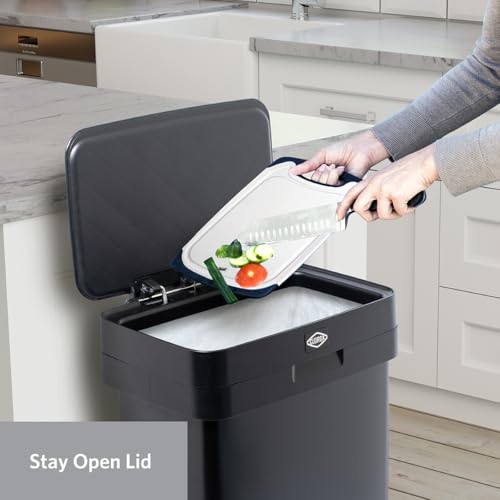 Clorox 13 Gallon Trash Can - 50L Kitchen Trash Can with Wide Step Pedal - Rectangular Black Stainless Garbage Bin with Hinged Rim and Odor Protection - color: Black Step