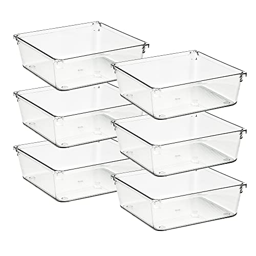 Ravinte 6 Pack Drawer Organizer, 6" x 6" Plastic Storage Bins - size: 6" x 6"