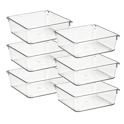 Ravinte 6 Pack Drawer Organizer, 6" x 6" Plastic Storage Bins - size: 6" x 6"