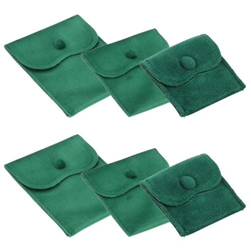 PATIKIL Velvet Jewelry Pouches, 6 Pcs Jewelry Packaging Gift Bags with Snap Button for Bracelet Rings Watch Necklace, (3"x3"/4"x4"/4"x5") Green - color: Green, size: (3"x3"/4"x4"/4"x5")