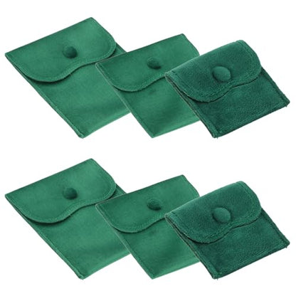 PATIKIL Velvet Jewelry Pouches, 6 Pcs Jewelry Packaging Gift Bags with Snap Button for Bracelet Rings Watch Necklace, (3"x3"/4"x4"/4"x5") Green - color: Green, size: (3"x3"/4"x4"/4"x5")