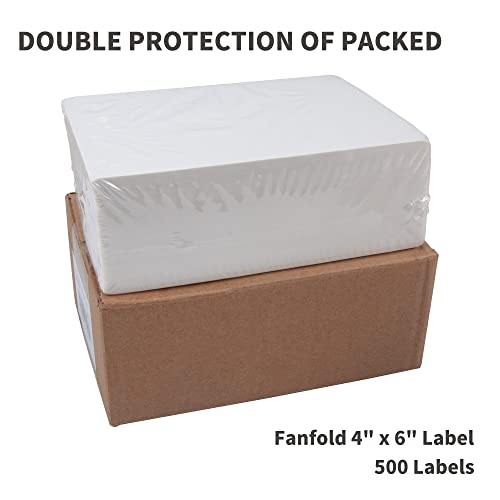 L LIKED 4x6 Direct Thermal Labels, 500pcs Perforated Fanfold, Compatible Zebra & Rollo Printers - size: 500 Labels