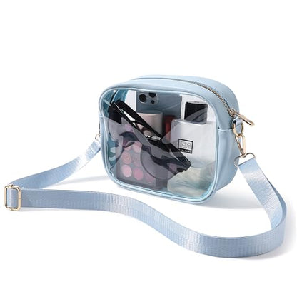 TOBVZOO Clear Bag Stadium Approved, Crossbody Transparent Bag for Concerts Sports Events, Purses for Men & Women - color: Icing Blue