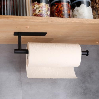Paper Towel Holder - Eolax Under Cabinet Paper Towel Bar for Kitchen, Wall Mount Self Adhesive or Drilling Paper Towel Rack, 304 Stainless Steel (Black) - color: Black