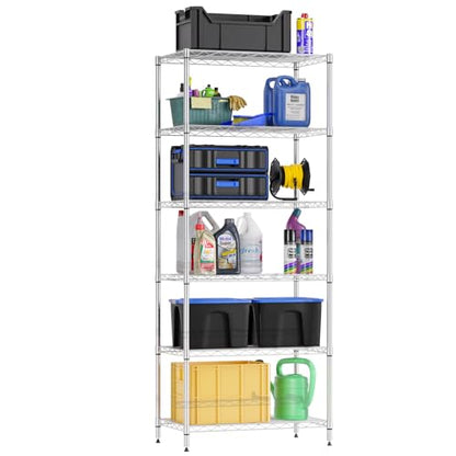 FDW | 6-Tier Wire Shelf | 23" x 13" x 59" | Chrome - color: Chrome, size: 6-Shelf No Wheels