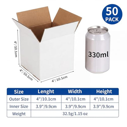 CRUGLA 50 Pack 4x4x4 Shipping Boxes, Small White Mailing Boxes - size: 4x4x4 Inch 50 Pack