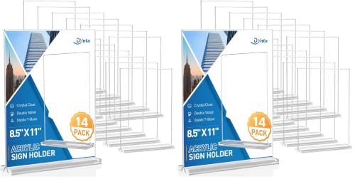 Dynta Acrylic Sign Holder 8.5 x 11 Inches, Double Sided Table Sign Holder (Pack of 2) - color: Clear, size: 8.5x11 28 Pack