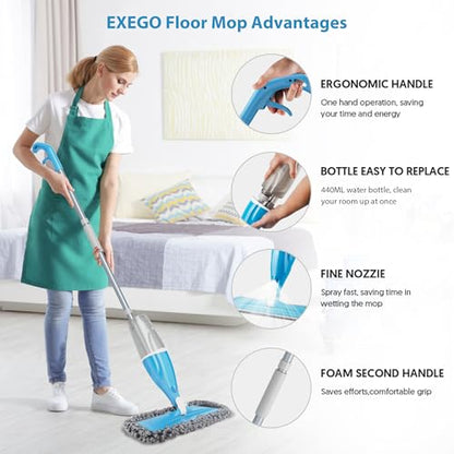 Spray Mop Wet Dry Mops Refillable: Hardwood Floor Mops for Floors Cleaning - color: Blue