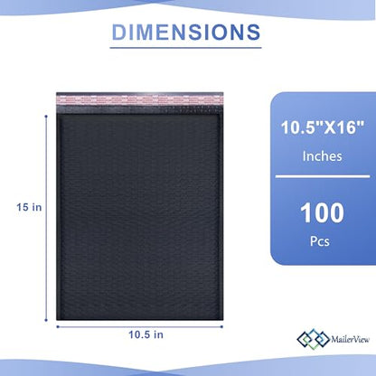 Black Bubble Mailers 10.5x16, Self Seal Poly Padded Envelopes #5, 100 Pack - color: Black, size: 10.5"x16" / 100 Pack