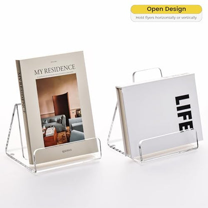 HeZone Acrylic Brochure Holder 5x6 Inch,Clear Pamphlet Holder Display Stand for Trifold 4&5&6 Inch Flyers,Pamphlets,Booklets,Menu,Leaflets for Office,Home,Store,1 Pack,A5 - size: 5''×6''