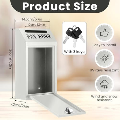 Yaocom Metal Money Cash Box,White,10.2 X 5.7 X 2.8 Inch - color: White, size: 10.2 x 5.7 x 2.8 Inch