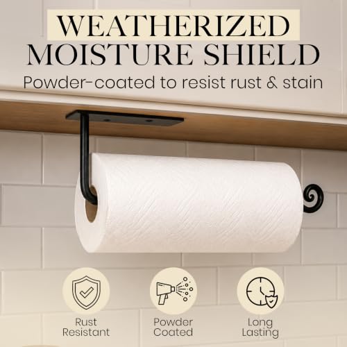RTZEN Handcrafted Black Paper Towel Holder, Stylish Home Accent Countertop
