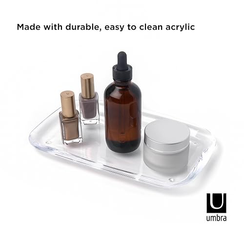 Umbra Droplet Amenity Tray, Molded Acrylic Vanity Organizer, Clear