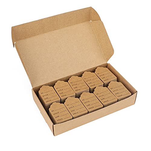 jijAcraft 1000Pcs Price Tags, Brown Clothing Tag for Retail, Small Kraft Paper Tags for Labeling Price, Size, Number, Writable Price Hangtag for Business Supplies Selling Jewlry, Clothes (2" X 1.3") - color: Brown