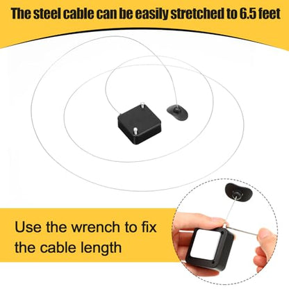 Mimorou 12 Pcs 6.5 ft Retractable Security Cable Lock with Double Sided Adhesive and Screws TV Remote Control Tether Cord Leash Anti Lost Rope Security Lanyard Lock for TV Tablets Showroom