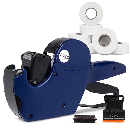Perco Pro 1 Line Price Gun with Labels Kit, Includes 1 Line Pricing Gun, 10,000 White Labels, with Pre-Loaded Inker - style: 1 Line Price Gun Kit