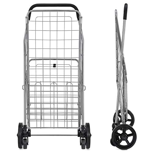 Wellmax Folding Shopping Cart for Seniors, Metal Grocery Cart, 66 lb Max - size: Large