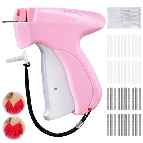 Pink and White Stitch Gun for Clothes - Quick Stitch Sewing Gun for Clothing Fixer Includes 2000 Black Fasteners & 2000 White Fasteners with 6 Need - color: Pink_White
