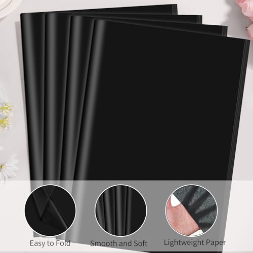 woric 160 Sheets Black Tissue Paper for Gift Bags 20 X 14 Inches - color: Black