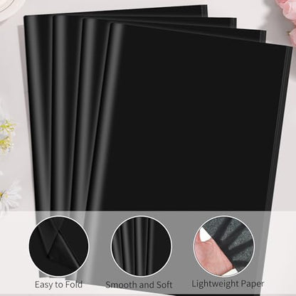woric 160 Sheets Black Tissue Paper for Gift Bags 20 X 14 Inches - color: Black