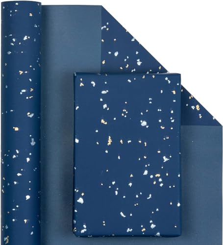 MAYPLUSS Navy Blue Wrapping Paper Roll, 17N x 16.5FT Shiny Flakes Gift Wrap - color: Flake Navy Blue