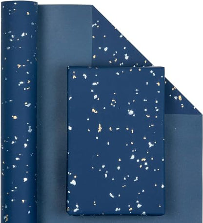 MAYPLUSS Navy Blue Wrapping Paper Roll, 17N x 16.5FT Shiny Flakes Gift Wrap - color: Flake Navy Blue