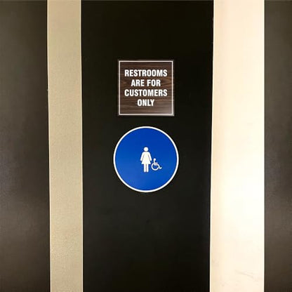 Signs ByLITA Square Restrooms Are For Customers Only Sign (Navy Blue/Gold) - Small 2 Pack - color: Navy Blue/Gold, size: 4 x 4" - Small (2 Pack)
