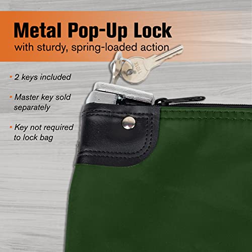 BankSupplies HIPAA Locking Courier Bags with Handles & Card Holder Keyed Differently - Forest Green - 19W x 15H - Durable Laminated Nylon Fabric - Metal Pop - color: Forest Green