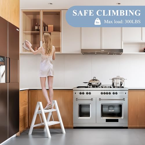 2 Step Ladder, Foldable Aluminum Step Stool with Anti-Slip Pedal - color: White, size: 2 Step