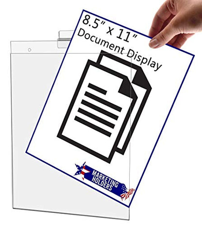 Marketing Holders 6 Pack Slatwall Sign Holder 8.5" w x 11" h Sleeve Clear Acrylic Ad Frame Sign Holder Display Vertical Literature Holder Advertisement Notice Hours Warnings Flyer