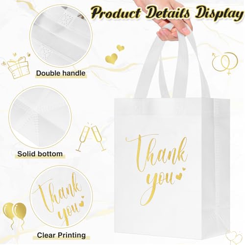 Sweetude 30 Thank You Non Woven Gift Bag, 10 x 8 x 4 Inch, Black, White - color: Black, White, size: 10 X 8 X 4 Inch