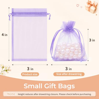 Crweety 50PCS Organza Bags 3x4 Light Purple Small Gift Bags Mesh Drawstring - color: Lavender Purple