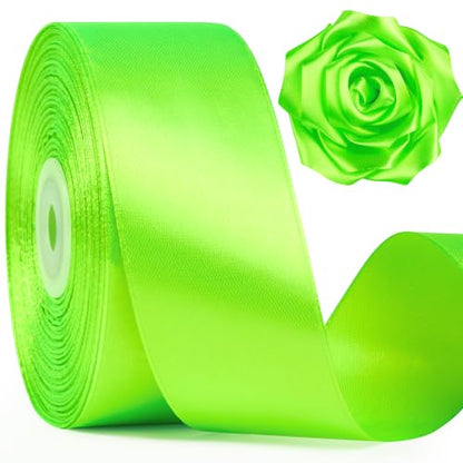 Mauproy Lime Green Satin Ribbon, 1-1/2 Inch, 50 Yards - color: Lime Green