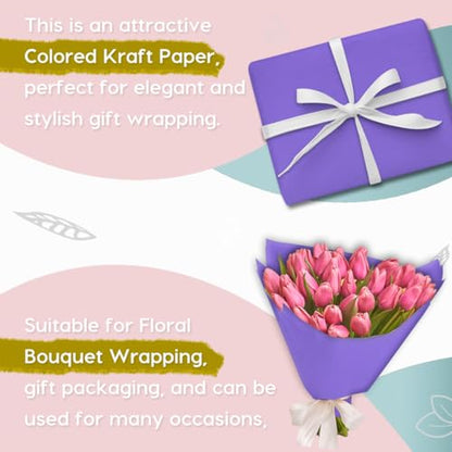 SMART&CASUAL 15" x 450" (37.5') Kraft Paper Roll for Art Craft Supplies Gift Wrapping Moving Packing Painting Drawing Paint Easel Poster Chart Paper (Purple, 15" W x 450" L (37.5')) - color: Purple, size: 15"W x 450"L ( 37.5' )