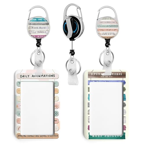 2 Pack Inspirational ID Badge Holder with Clip Badge Reels - color: 2 Pack-inspirational