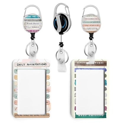 2 Pack Inspirational ID Badge Holder with Clip Badge Reels - color: 2 Pack-inspirational