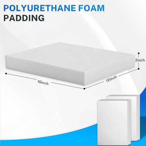 Polyurethane Foam Padding, 2 PCS 16 x 12 x 2 Inch White Soft Cuttable Packing Foam Inserts for Cases, Furniture, Automotive and Packaging - color: White, size: 16x12x2 2P