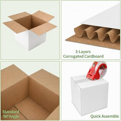 8x8x8" White Shipping Boxes, 10-Pack, Heavy-Duty Corrugated Mailer Boxes for Small Business, DIY Gift Boxes for Perfume & Jewelry, Crush-Resistant - size: 8 × 8 × 8 in