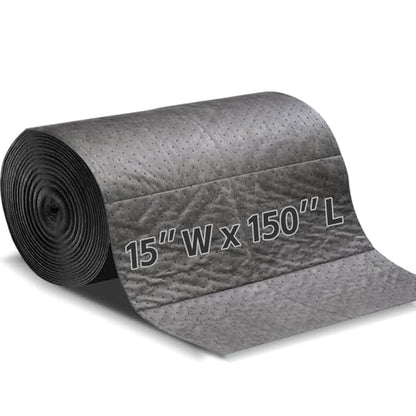 150" L x 15" W Absorbent Mat Roll, Heavyweight Oil and Watter Pads - size: 15in*150in
