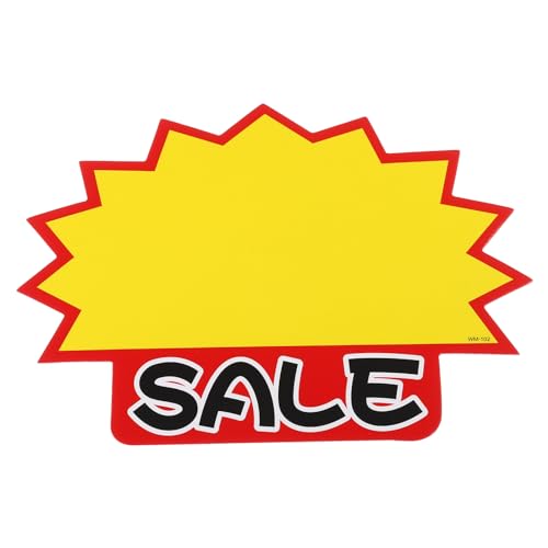 PATIKIL 40pcs Star Burst Signs, 7x5.5in Blank Star Burst Signs Price Tag Stickers Pricing Tags Fluorescent Neon Paper for Sign Retail Store Vehicle, Sale - style: Sale