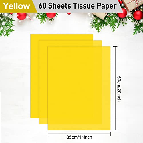 NEBURORA 60 Sheets Yellow Tissue Paper Set Gift Wrap Paper(Yellow) - color: Yellow