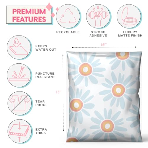 Picksie Mailers- Polymailers 10x13 Cute Boho Poly Bags for Small Business - color: Daisy Dream, size: 10x13