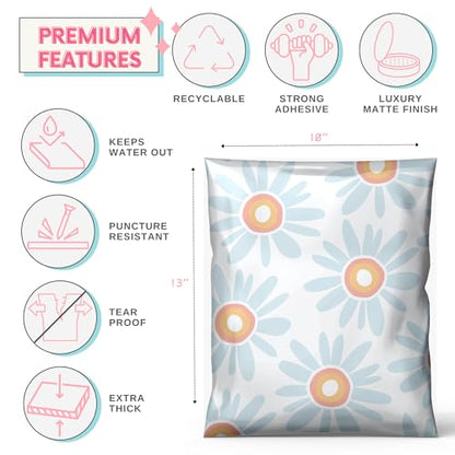 Picksie Mailers- Polymailers 10x13 Cute Boho Poly Bags for Small Business - color: Daisy Dream, size: 10x13
