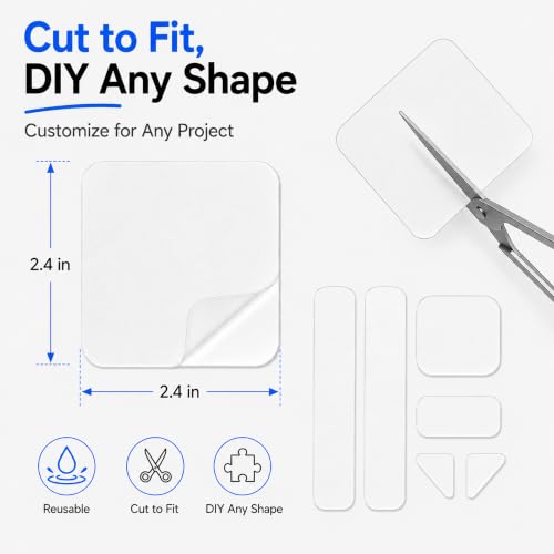 LMJIA Heavy Duty Double Sided Tape, Clear Reusable Mounting Tape Picture Hanging Adhesive Tape Removable Wall Tape Adhesive Poster Tape - size: Square-2.4inch*2.4inch