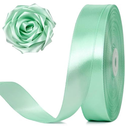 Mint Green Satin Ribbon 1 Inch x 100 Yards - color: Mint Green