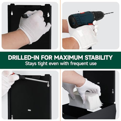 anydry Wall Mount Paper Towel Dispenser 250-Sheet Capacity Stainless Steel Lockable Fits Multifold/Z-Fold Towels (Folded Size ≤ 10.6" x 3.9") Matte Black - color: Black