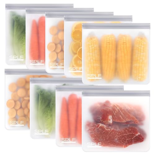 SPLF 9 Pack Reusable Gallon Freezer Bags Dishwasher Safe, Gray - color: Gray, size: 9 Pack-9 Gallon